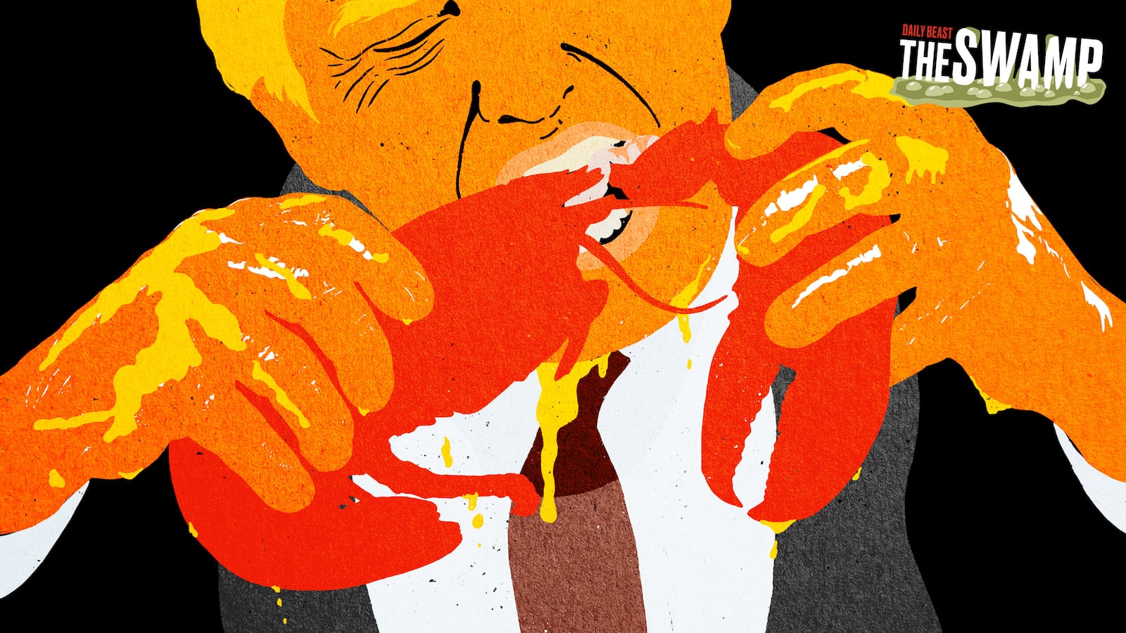 Donald Trump eating a lobster