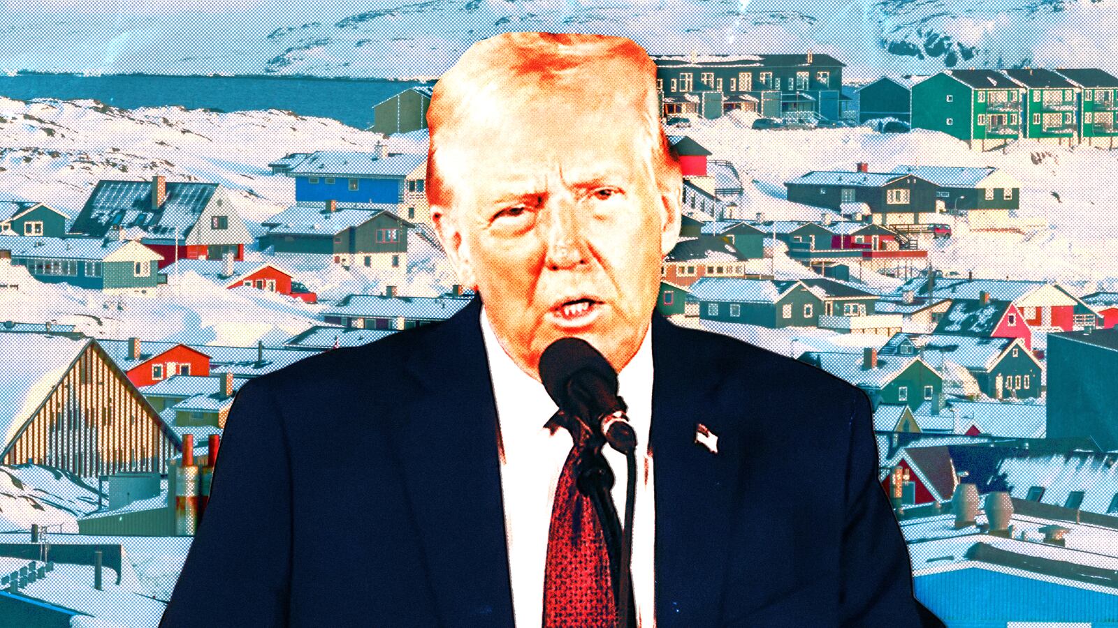 A photo illustration of Donald Trump and Greenland.