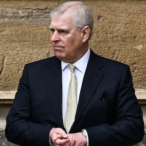 Then-Prince Andrew, Duke of York, arrives at St. George's Chapel in Windsor Castle, to attend an Easter service on March 31, 2024.