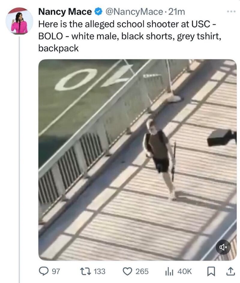 Nancy Mace's deleted post