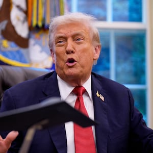 WASHINGTON, DC - SEPTEMBER 25: U.S. President Donald Trump speaks in the Oval Office of the White House on September 25, 2025 in Washington, DC. Trump signed several executive orders, including approving a partial sale of TikTok's U.S. operations, following a 2024 law requiring parent company ByteDance to divest or face a ban. (Photo by Andrew Harnik/Getty Images)