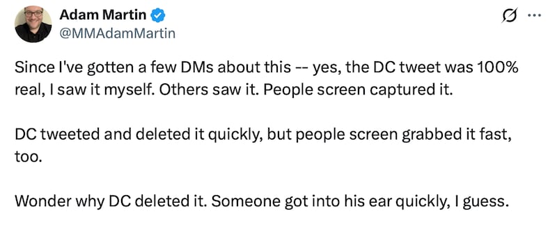 MMA journalist Adam Martin claims to have seen Daniel Cormier's posts.