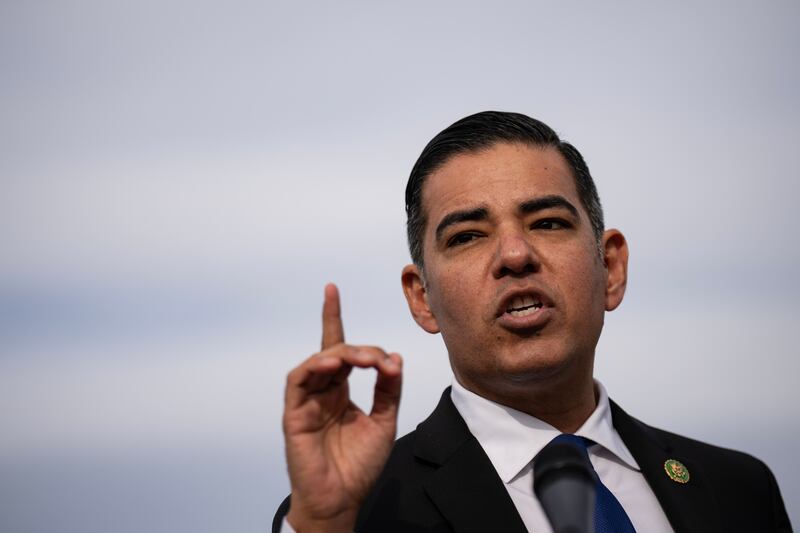 WASHINGTON, DC - DECEMBER 13: Rep. Robert Garcia (D-CA) speaks during a news conference about Republican efforts to open an impeachment inquiry into U.S. President Joe Biden, outside the U.S. Capitol on December 13, 2023 in Washington, DC. Earlier in the day, U.S. President Joe Biden's son Hunter Biden defied a subpoena from Congress to testify behind closed doors ahead of a House vote on an impeachment inquiry against his father. (Photo by Drew Angerer/Getty Images)