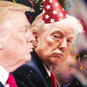 A photo illo illustration of Donald Trump throughout the year for his birthday and aging.