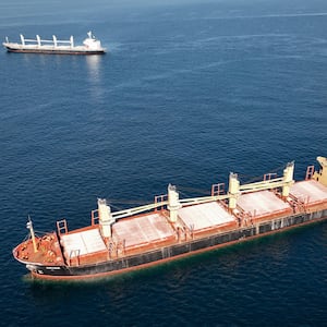 Cargo ship Rubymar is seen in the Black Sea off Kilyos in 2022