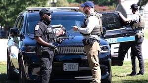 US Park Police and Homeland Security Investigations respond to an incident on the National Mall in Washington, DC.