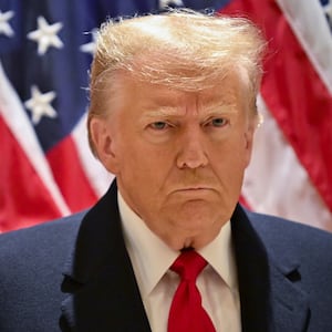 Donald Trump speaks at a press conference at 40 Wall Street on January 17, 2024 in New York City.