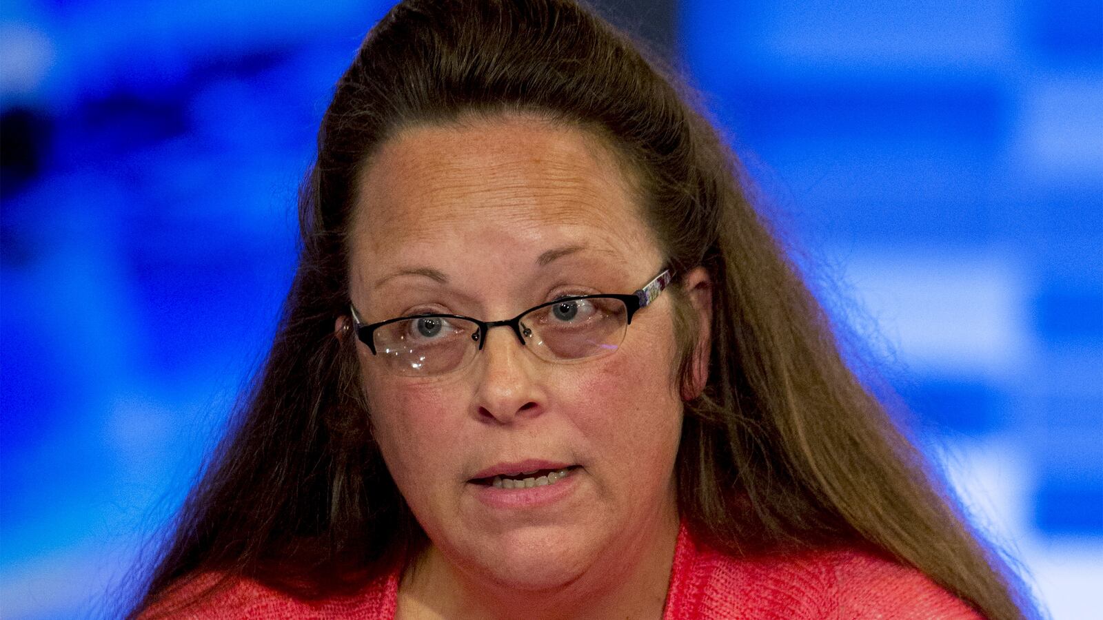Kim Davis speaks during an interview on Fox News.