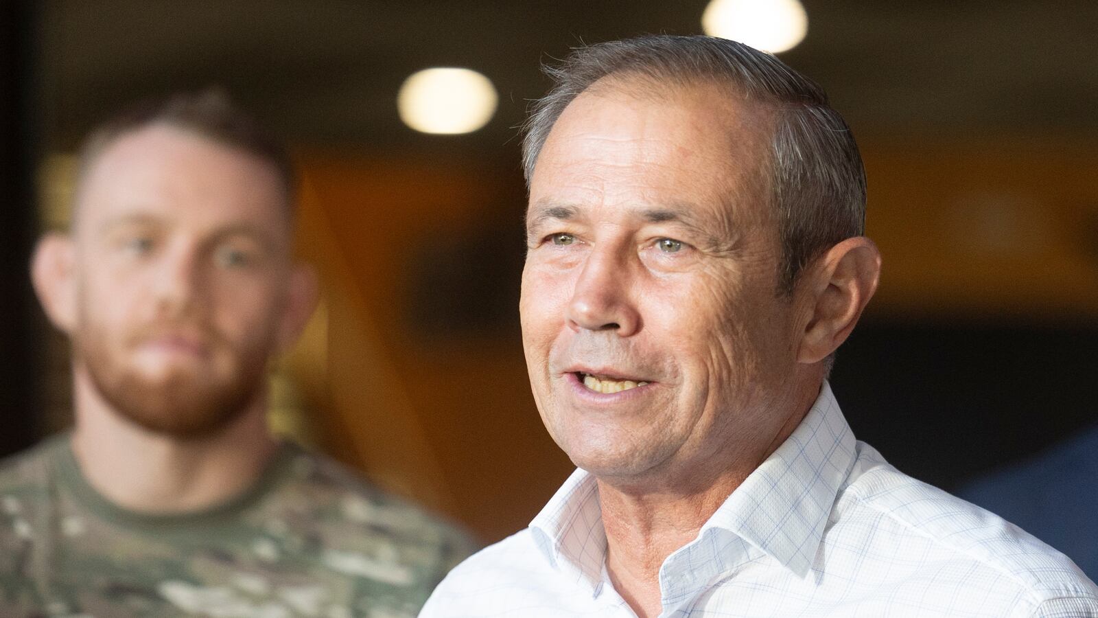 Western Australia Premier Roger Cook speaks during a UFC Perth Media Opportunity at RAC Arena on March 1, 2025 in Perth, Australia.