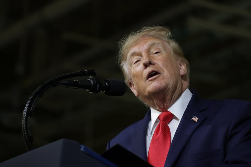 President Donald Trump speaks during a visit to Peterbilt Motors in Denton, Texas, October 1, 2026.