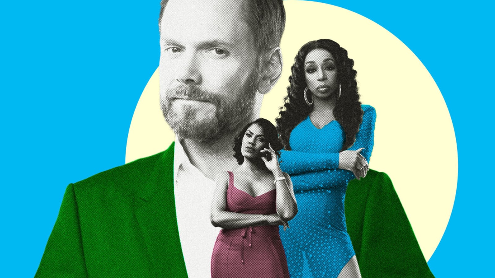 A photo illustration of Joel McHale, Tiffany Pollard, and Omarosa.
