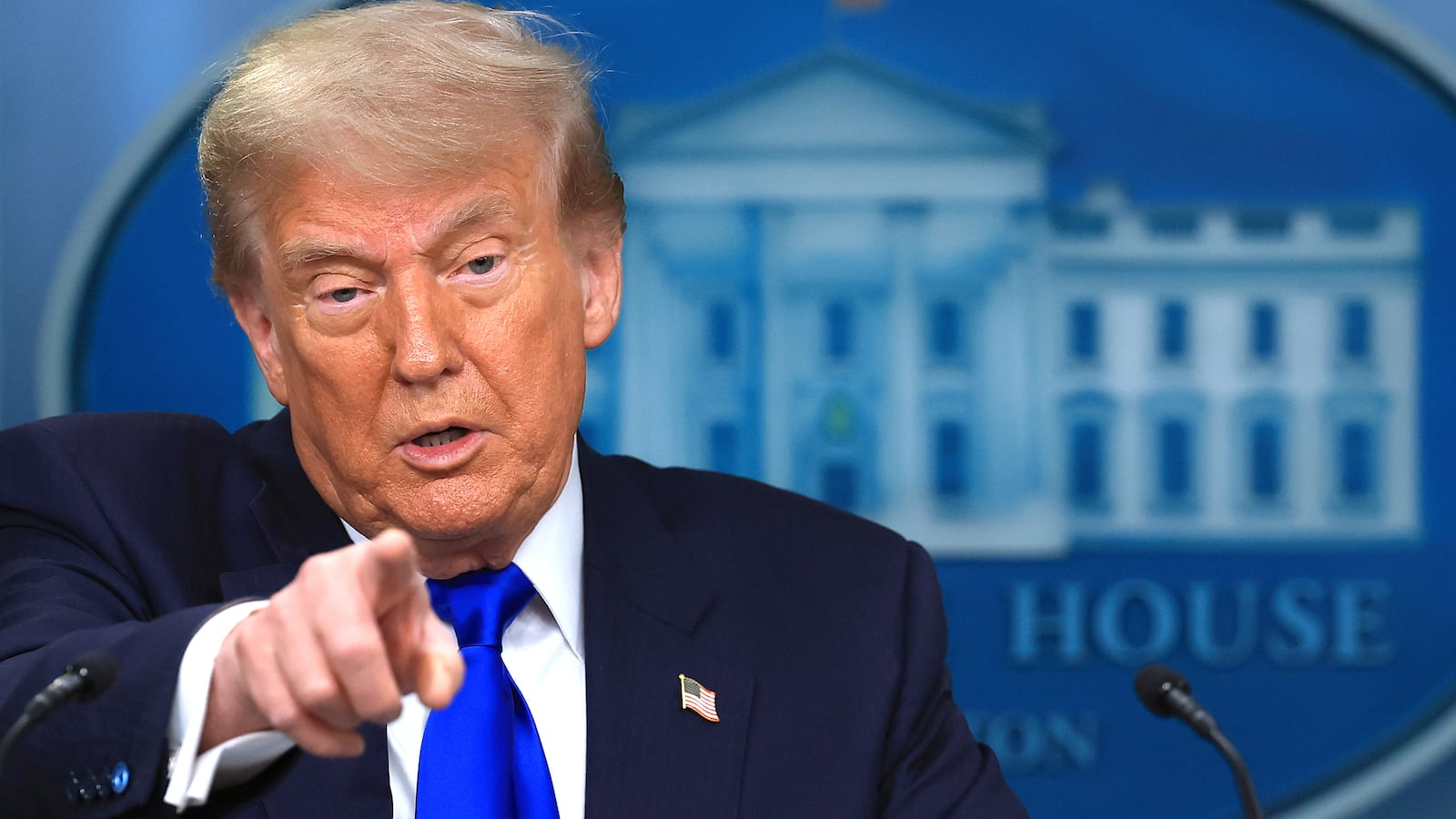 President Donald Trump answers questions during a press conference on recent Supreme Court rulings in the briefing room at the White House on June 27, 2025, in Washington, DC.