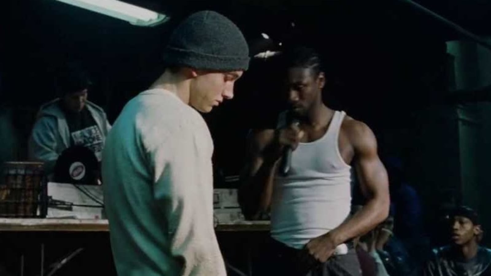 A scene from ‘8 Mile’ showing Eminem and Nashawn Breedlove.