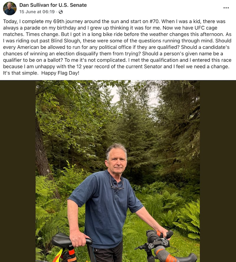 Dan Sullivan's Facebook post.