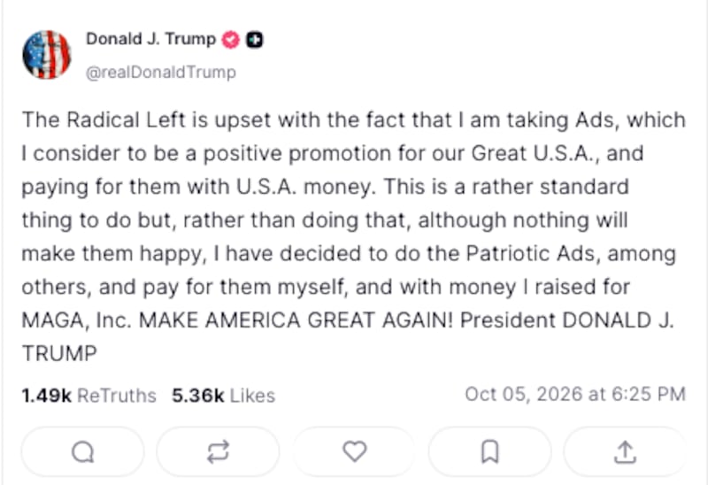 Trump ignored Republican criticisms of his taxpayer-funded ads while backing down.