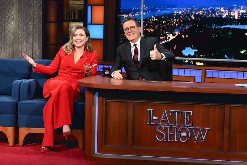 Stephen Colbert and Taylor Tomlinson