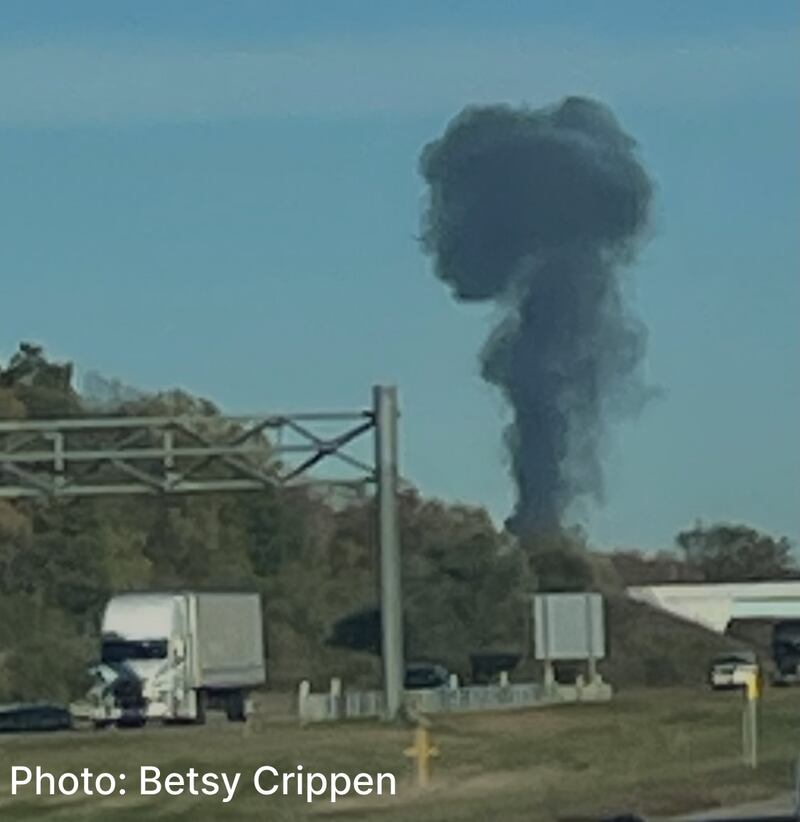 A photo of the plane crash in Bath Township, Michigan