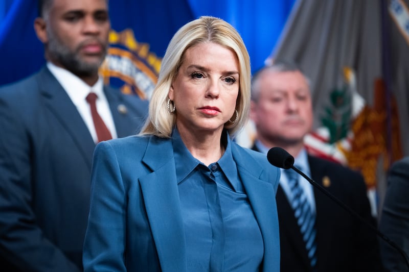 Attorney General Pam Bondi conducts a news conference at the Department of Justice on Thursday, December 4, 2025.