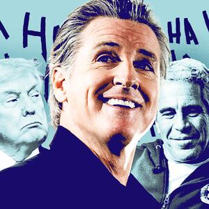 Gavin Newsom pokes fun at Donald Trump and Jeffrey Epstein.