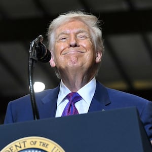 President Donald Trump gives a speech about the economy at the Coosa Steel Corporation factory in Rome, Georgia, on February 19, 2026.