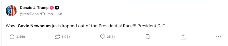 Trump on Truth Social.