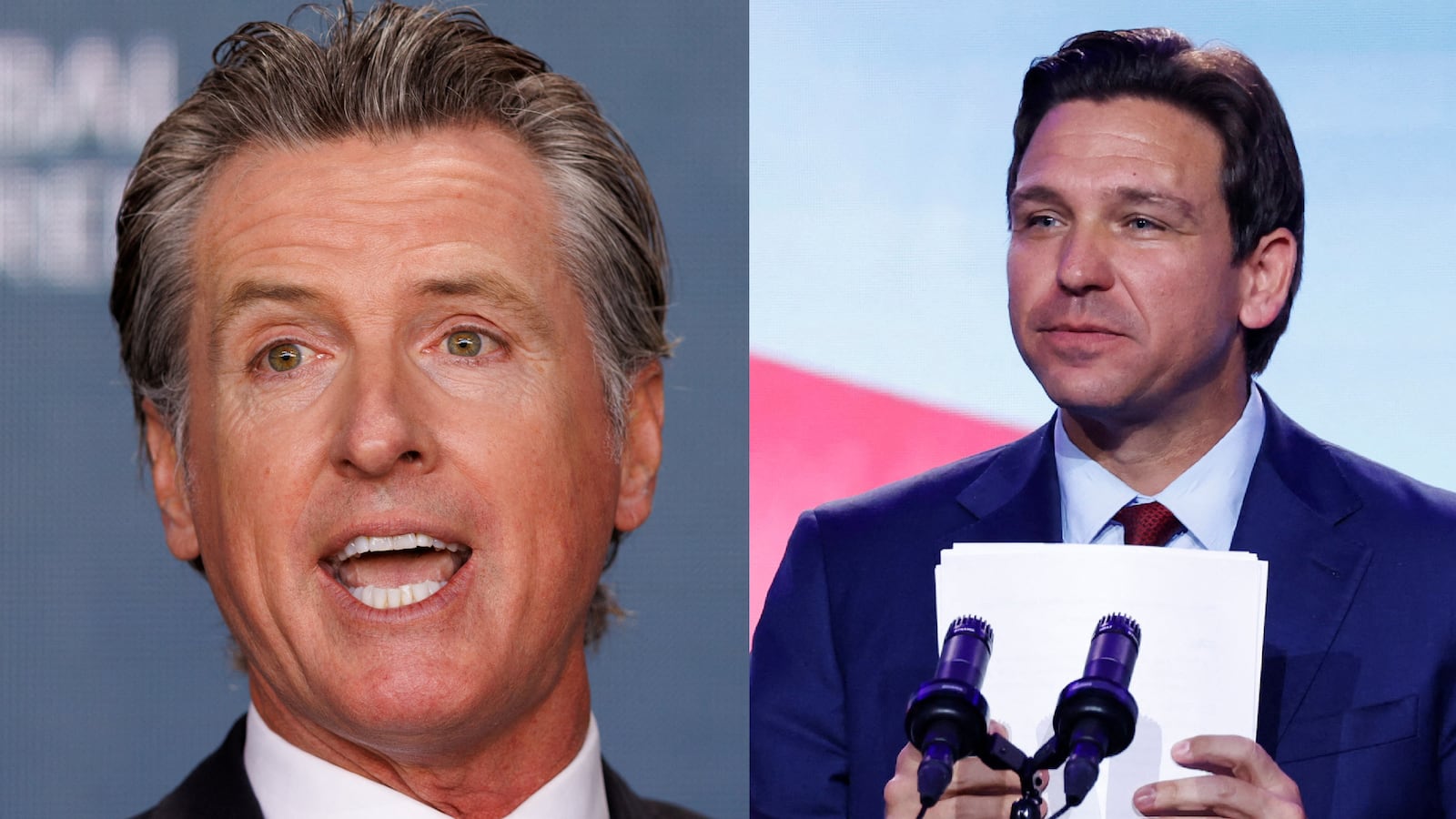 Gavin Newsom and Ron DeSantis.