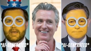 JD Vance, Gavin Newsom, and Mike Johnson as AI Minions.