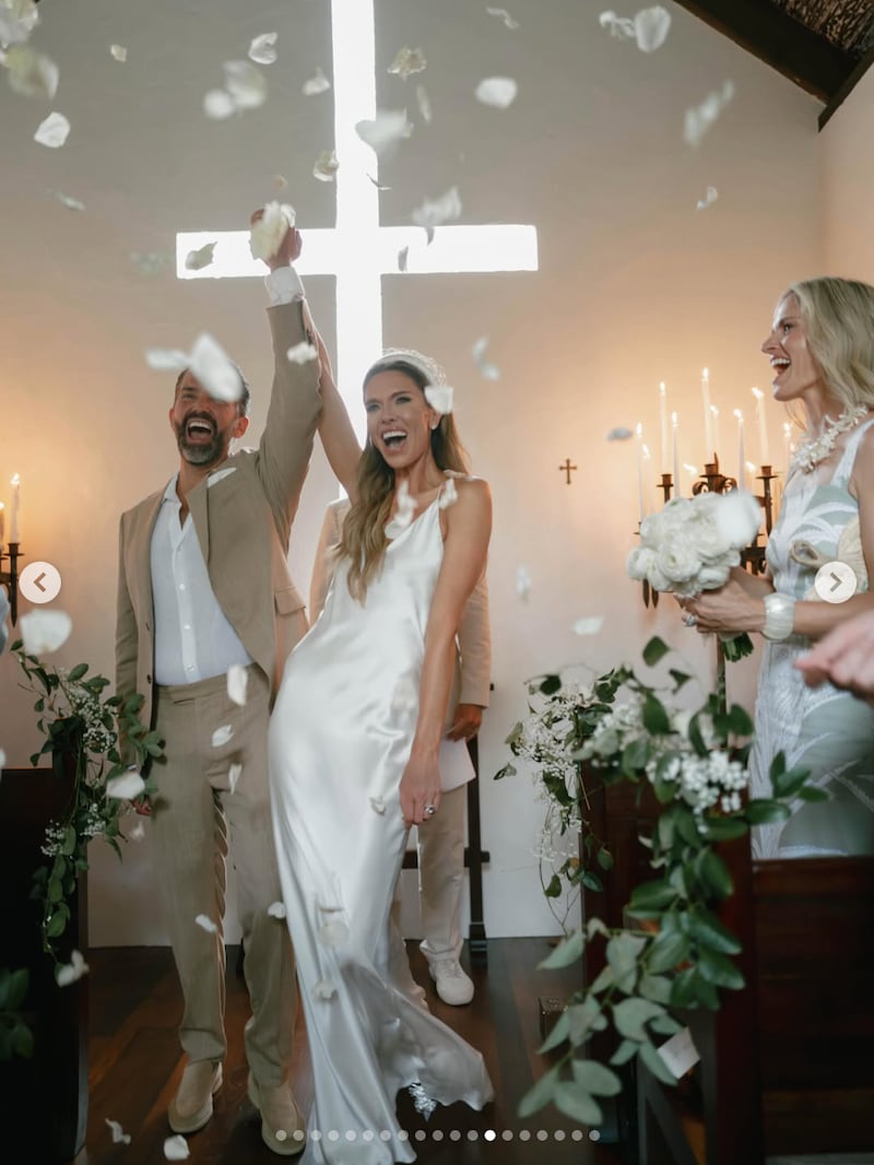 A previous image Bettina Trump shared of her wedding on May 22, "on a tiny island, in a tiny chapel, with our family beside us."