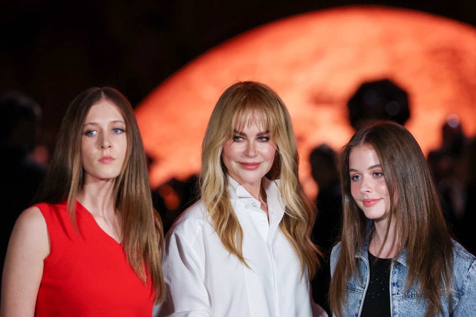 Sunday Rose Kidman-Urban, Nicole Kidman, and Faith Margaret Kidman-Urban attend the Chanel Spring/Summer 2026 show during Paris Fashion Week on October 6, 2025.