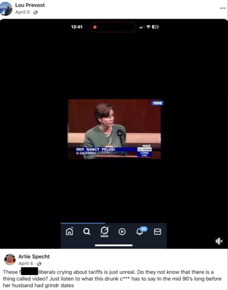 Pope Leo’s brother, Lou Prevost, once shared a post on Facebook calling Nancy Pelosi a “drunk c---.”