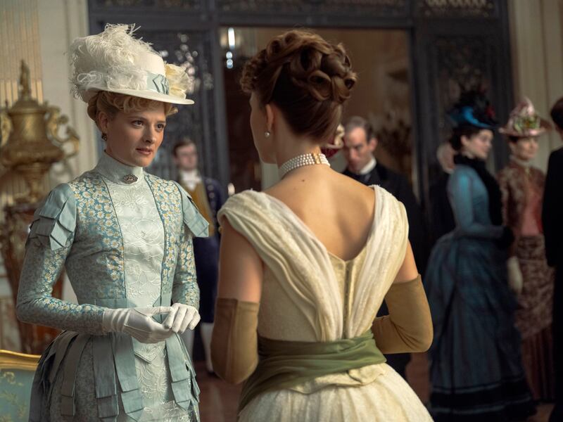 Taissa Farmiga and Louisa Jacobson in The Gilded Age.