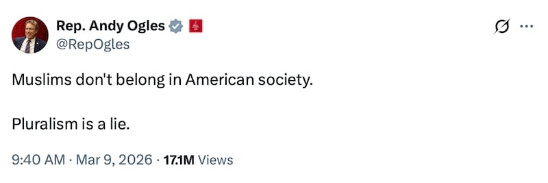 Ogles' post has received more than 17 million views. Rep. Andy Ogles/X.