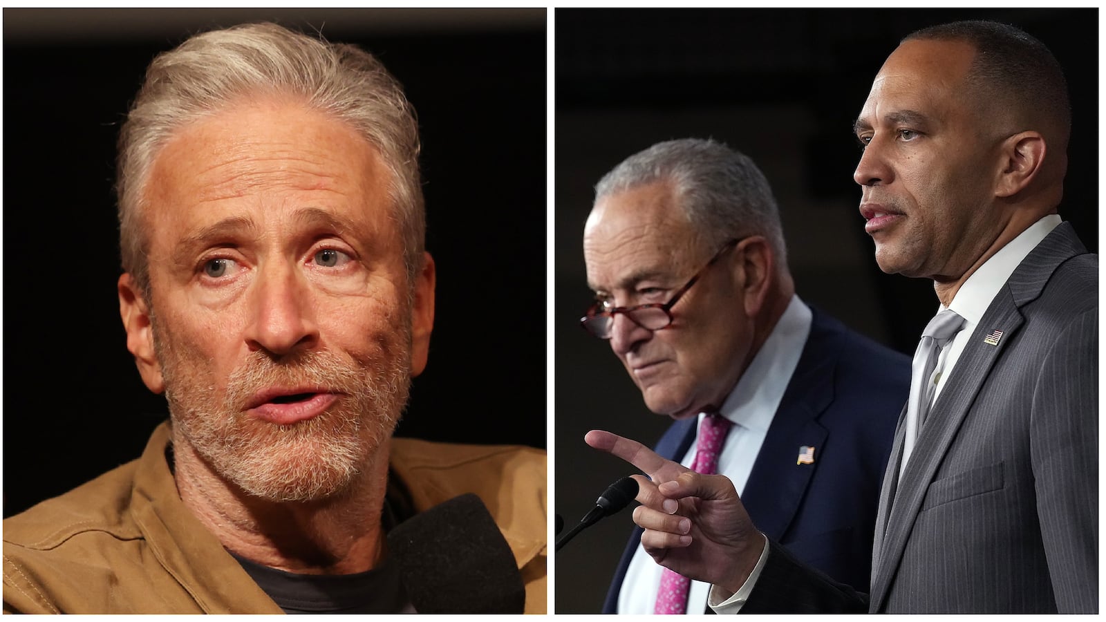 Jon Stewart/Chuck Schumer/Hakeem Jeffries