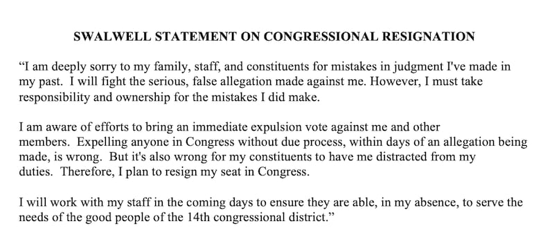 Eric Swalwell resignation