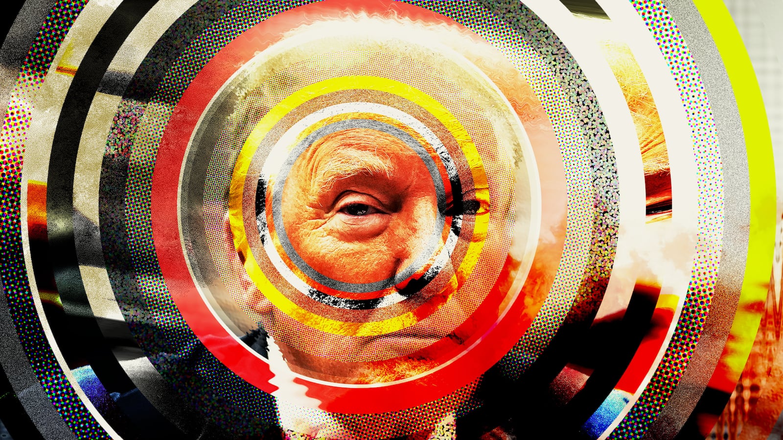 Illustrated photo illustration of Donald Trump