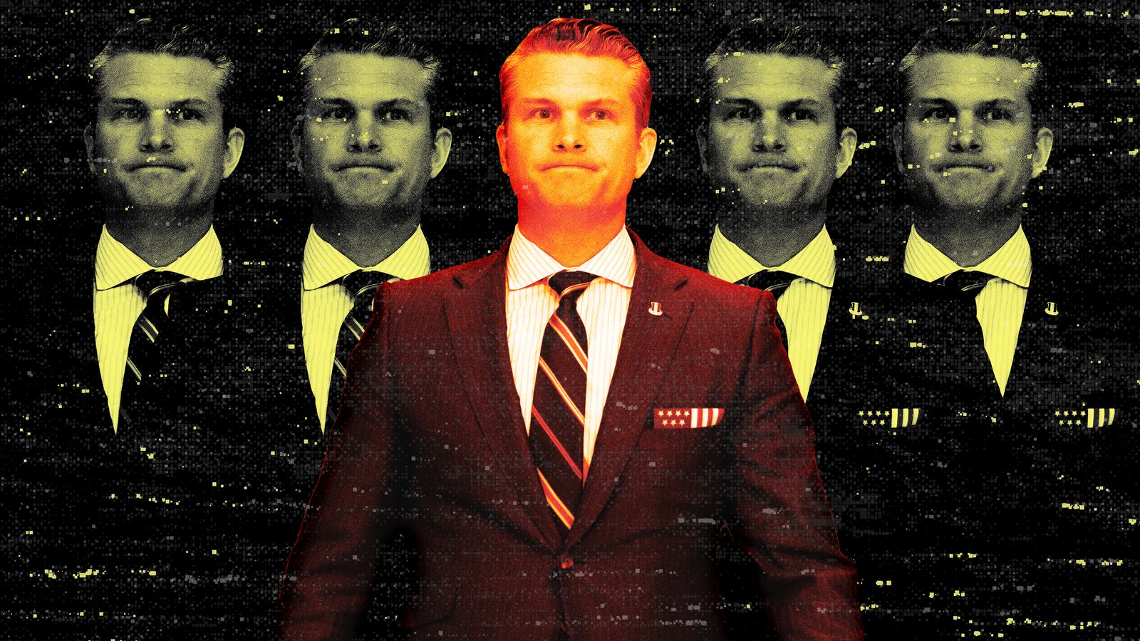 A photo illustration of Trump defense secretary nominee Pete Hegseth.