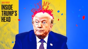 Donald Trump wearing a birthday tiara