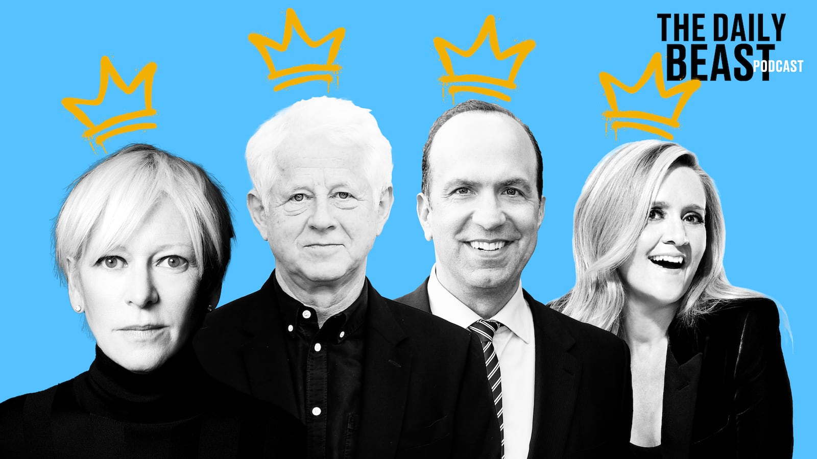 A photo illustration of Joanna Coles, Richard Curtis, Ben Sherwood, and Samantha Bee.