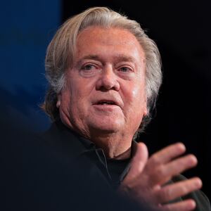 WASHINGTON, DC - APRIL 23: Chief Strategist to the President Steve Bannon speaks during the Semafor World Economy Summit 2025 at Conrad Washington on April 23, 2025 in Washington, DC. The Summit, held from April 23-25, gathers CEOs, government officials, financial leaders, and more for conversations on the state of the global economy. (Photo by Kayla Bartkowski/Getty Images)