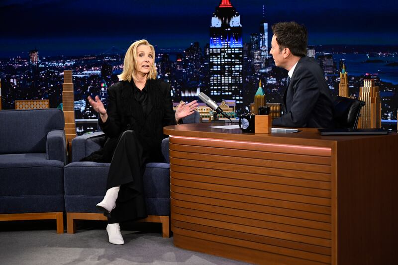 Actress Lisa Kudrow during an interview with host Jimmy Fallon on Monday, May 4, 2026