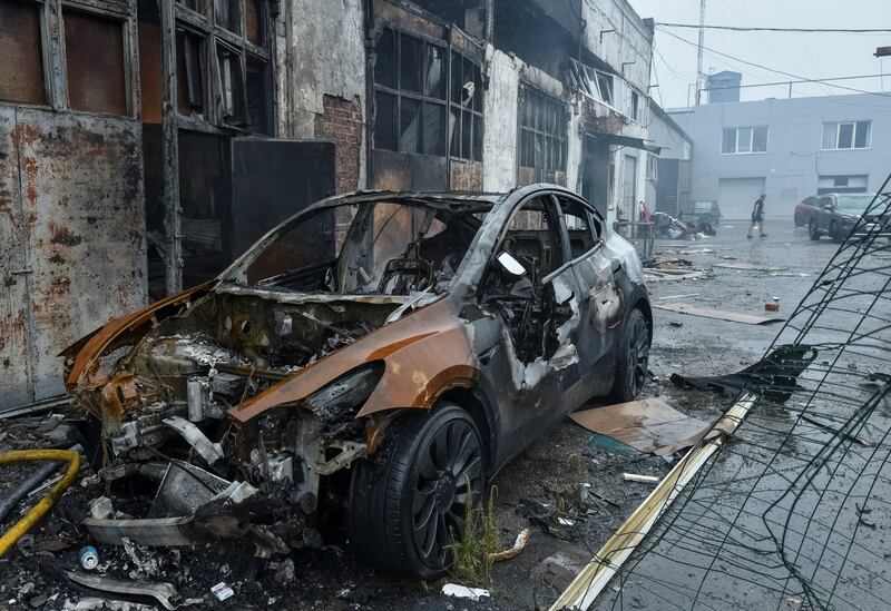 A view shows the site of a Russian drone strike, amid Russia's attack on Ukraine, in Dnipro, Ukraine July 17, 2025. REUTERS/Mykola Synelnykov