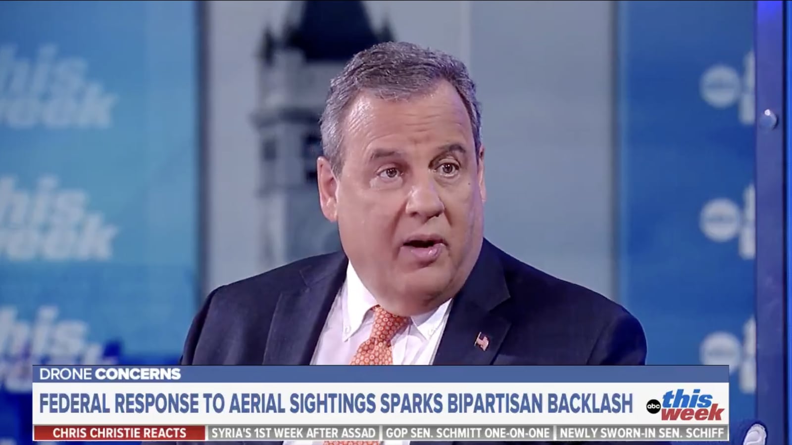 The former New Jersey governor blamed Democrats for letting conspiracy theorists make up lies about the drones.