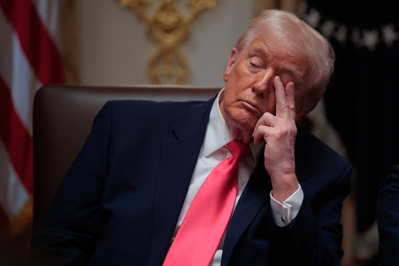 WASHINGTON, DC - DECEMBER 02: U.S. President Donald Trump attends a meeting of his Cabinet in the Cabinet Room of the White House on December 02, 2025 in Washington, DC. A bipartisan Congressional investigation has begun regarding Secretary of War Pete Hegseth's role in ordering U.S. military strikes on small boats in the waters off Venezuela that have killed scores of people, which Hegseth said are intended "to stop lethal drugs, destroy narco-boats and kill the narco-terrorists who are poisoning the American people.” (Photo by Chip Somodevilla/Getty Images)