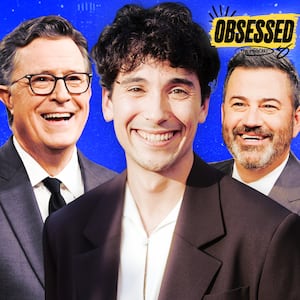 Stephen Colbert, Julian Shapiro-Barnum, and Jimmy Kimmel for The Obsessed Podcast.