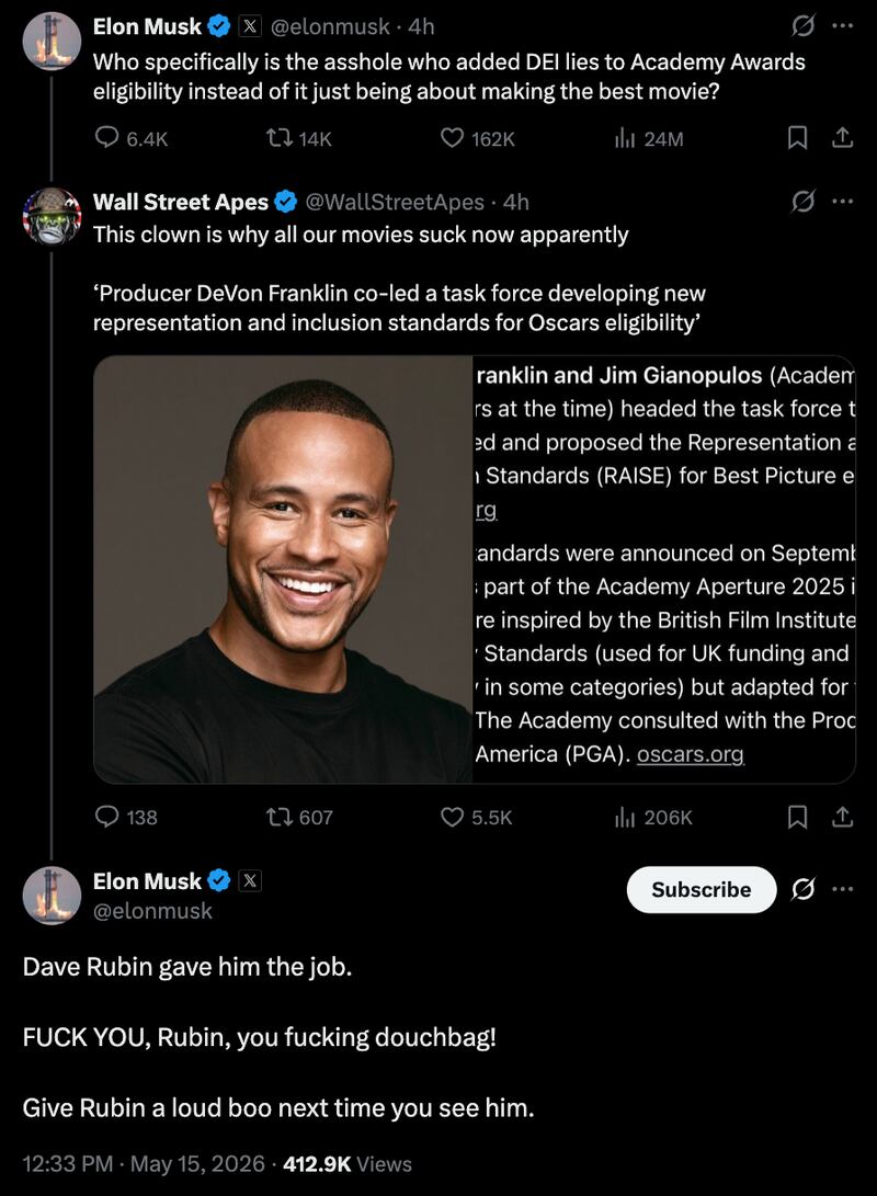 Elon Musk on X