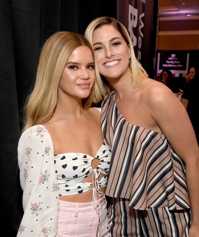 Maren Morris and Cassadee Pope attend the 54th Academy Of Country Music Awards Cumulus/Westwood One Radio Remotes on April 05, 2019 in Las Vegas, Nevada.