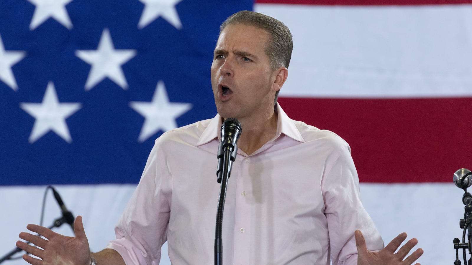 CEDAR RAPIDS, IOWA - AUGUST 23: Conservative commentator Scott Jennings speaks at the Ashley's BBQ Bash fundraiser hosted by U.S. Rep. Ashley Hinson on August 23, 2025 in Cedar Rapids, Iowa. The event was the fifth annual, which she holds to support Iowa Republican causes and candidates. (Photo by Scott Olson/Getty Images)
