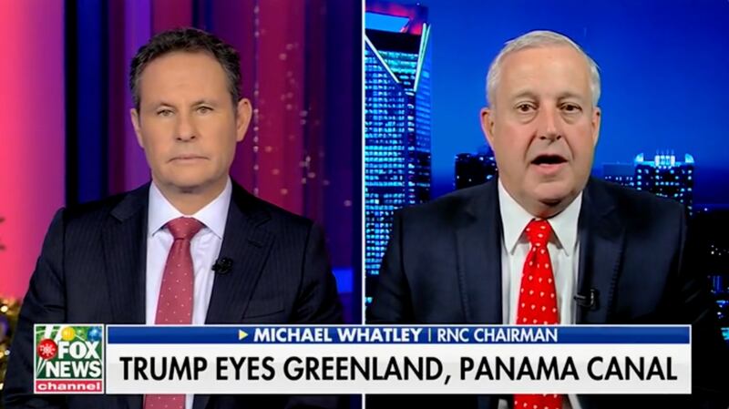 Fox News host Brian Kilmeade and RNC Chair Michael Whatley on Fox News on December 23, 2024.