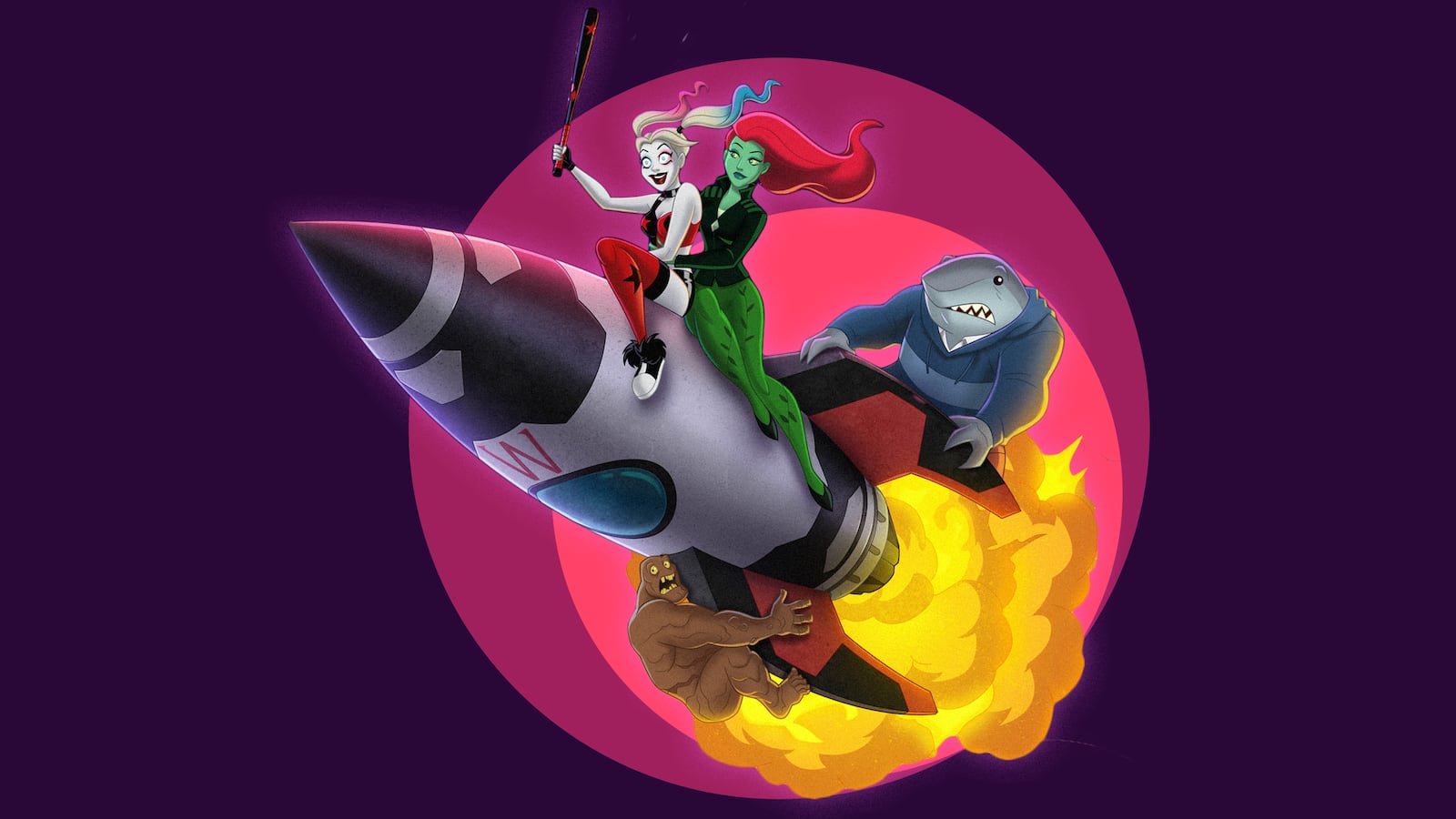 A photo composite of production art from HBO Max's Harley Quinn Season 4.