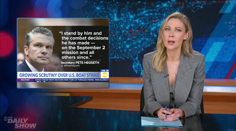 The Daily Show, Desi Lydic talking about Pete Hegseth.